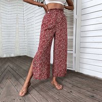 Women's pants Human cotton high waist split open wide leg pants