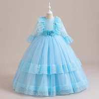 Baby clothes Girls‘ performance costume Pompadour dress Lolita Princess style lace mesh children’s piano costume