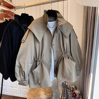 casual drawstring waist tooling trench coat coat female spring autumn short