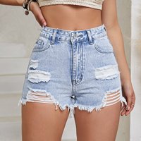 Clothing Fashion Ripped Short Raw Edge Denim Shorts