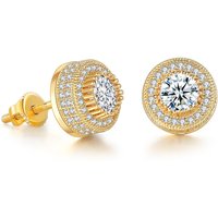 Hot hip hop zircon earrings for men and women with full diamond gold plated threaded earrings, hot earrings