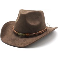 Suede Curved Western Cowboy Outdoor Travel Rolled Brim Ethnic Style Fedora Felt Hat