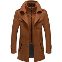 Autumn Winter Business Fashion Double Collar Cold Resistant Fabric Woolen Coat