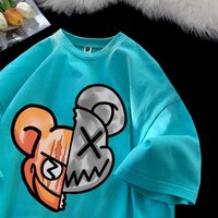 Mans clothing Short sleeved T shirt female niche design emotional lovers jacket summer lazy five quarter sleeve