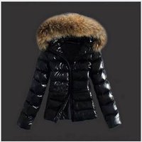 Slim fitting Short Cotton Coat Fur Large Fur Collar Swing Hood Warm Jacket