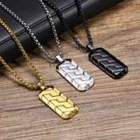 Non Tarnish Stainless Geometric Tire Pattern Pendant Necklace Titanium Steel Trendy Cross Border Wholesale