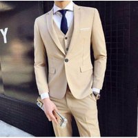 CT Groom Set Three Piece British Casual Business Wedding Suit Slim Fit Handsome Summer