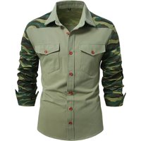 Men’s Clothing Style Foreign Trade Cross Border New Men’s Military Outdoor Camouflage Long Sleeved Shirt Color Matching Casual Workwear Shirt Men