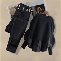 Clothing style outfit design two piece tops jeans two piece suit