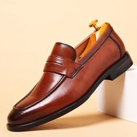 Men's shoes Bean shoes Casual slip-on leather shoes Breathable business dress shoes men's