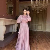 Women's Diamond Long Robe Swing Evening Dress Muslim Polyester Comfortable Fit Evening Gown
