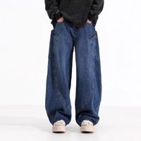 Men's Clothing Unisex Street Style Retro American Baggy Jeans – Oversized Straight-Leg, Streetwear Unisex Pants (M-3XL, Distressed Wash, Vintage Fit)