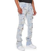 Men's Clothing new men's denim straight pants street fashion ins popular stretch workwear denim straight pants