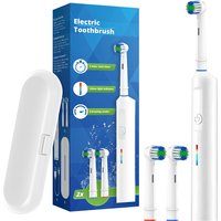Smart Electric Toothbrush 2 Brush Heads Rechargeable Electric Powered Toothbrushes 3 Modes & 2 Min Timer Compatible Oral B Brush Head