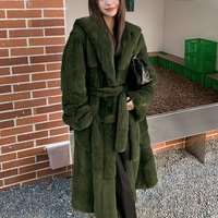 Clothing fashion fur coat hooded casual coat waist temperament to cover belly