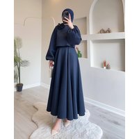 Middle East Dubai Spot 2024 New Fashion Loose Lantern Long Sleeved Flower Top Dress Women's Skirt Two Piece Set