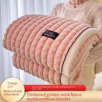 Premium Golden Mink Fleece Blanket – Double-Sided Plush With Checkerboard Pattern All-Season Soft Throw For Bed/Couch