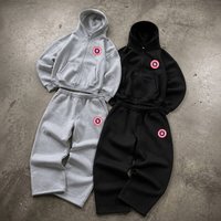 Clothing Trendy Hooded Letter Print Tracksuit Set Casual Streetwear Polyester Blend Black Grey S Fall Winter Comfort