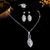 hot selling bridal necklace set high end versatile crystal simple clavicle chain earring set chain