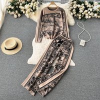 Clothing artistic atmosphere knitted print suit