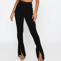Women's Pants Sexy High Waist Solid Color Waist Temperament Slit Flare Pants