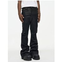  High Street Waxed Coated Jeans Ro Style Slightly Flared Trousers Brushed Finish & Stretch 