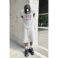 Men's Hip-Hop Oversized T-Shirt - A2 Creative US Letter Print Drop Shoulder Streetwear Tee