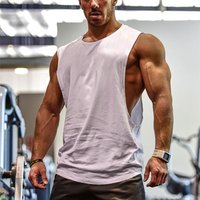 Men's Clothing Fitness Vest Solid Color Sports Bodybuilding Side Slit Loose Waistcoat T Shirt Cotton