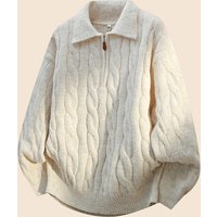  Heavyweight Knit Zip Up Cardigan – Winter Ready Pullover Polo Collar – Oversized Fit Casual & Layered Styles 