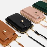 Large Capacity Single Shoulder Crossbody Mobile Phone Bag Pure Simple Design Compact Wallet Handbag