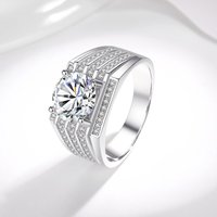 S925 Sterling Silver Moissanite Men's Ring High End Domineering Luxury Three Row Men's Diamond Ring Fashionable Anti Real Diamond Ring