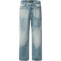 Clothing Contrast sprayed Ma Liu ripped straight jeans vibe fashion brand American retro loose wide leg floor length trousers