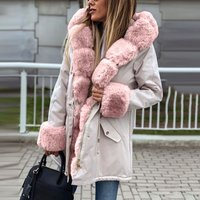 Women’s Clothes Zipper Fashion Coat Jacket New Detachable Fur Collar Cotton Parka Hooded Warm