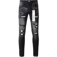 Y2K Motorcycle Stacked Flared Jeans To Grey Fade Plaid Lining Inside Rips Multiple Distressed Holes Summer Friendly