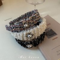 Autumn Winter French Style Diamond Studded Pearl Headband Internet Celebrity Personality Temperament High Skull Top