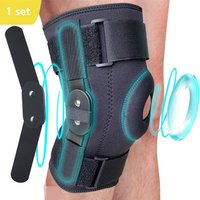 Hinged Knee Brace Meniscus Tear Adjustable Support Knee Pain w Removable Metal Hinges & Built Side Stabilizers Knee