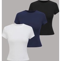 Slim Fit T Shirt Set 3 Piece Summer Round Neck Short Sleeve Clothing