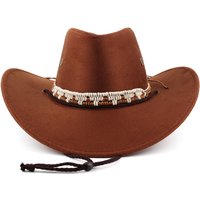 Manufacturer wholesale autumn and winter outdoor windproof sunshade casual hat western cowboy hat curved brim large brim hat imitation suede hat