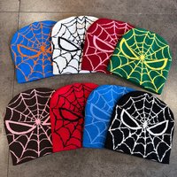 Spider Man Knit Beanie Warm Winter Skull Cap Ear Flaps Trendy Cartoon Character Design Cold Weather Hat