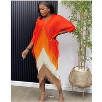 Clothing Autumn Wear High End Light Mature Style Niche Design Contrast Splicing Tassel Dress