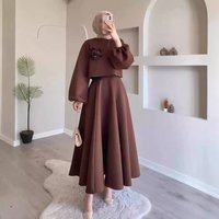 Muslim Flower Loose Top Half Skirt Fashion Casual Set
