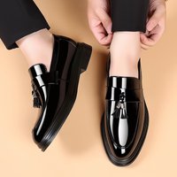 Men's Patent Leather Loafers – British Style Slip-On Dress Shoes (Comfort & Height Boost)