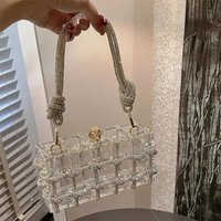 Diamond Clear Acrylic Box Evening Clutch Bags Boutique Woven Knotted Rope Rhinestone Purse Handbags Wedding