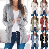 Clothing V Neck Button Down Cardigan Sweater Long Sleeve Knit Open Front Coat Casual & Office Wear