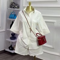 Women's Clothing Autumn Essential: Relaxed Lapel Short-Sleeve Shirt & Wide-Leg Shorts Set