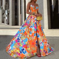 chiffon print dress Bohemian holiday style skirt