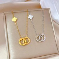 Stainless Steel Charm Hollow Clover Pendant Necklace Fashion Luxury Romantic Female Clavicle Chain Jewelry Gift