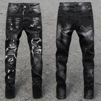  Distressed Grey Slim Fit Jeans – Ripped & Washed Denim Pants Stretch Comfort