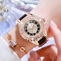 Watch for Women Ceramic Strap with Full Diamond Dial Quartz Ladies Fashion Watch Waterproof Stainless Steel Wristwatch