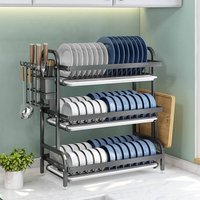 Kitchen Function Rack Dish Drainer Utensil Storage Shelf Home Use Drainage Dish Plate Holder Organization Stand